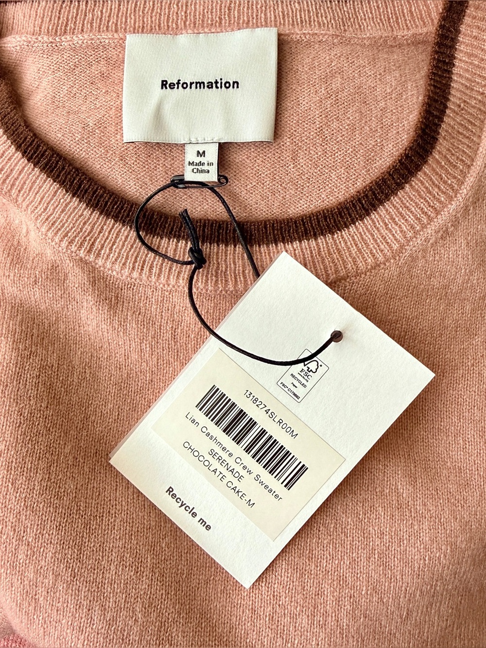 Reformation Lian Cashmere Crew Sweater
in Serenade Chocolate Cake NWT sz M - Picture 4 of 4